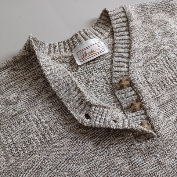 Tradition Heather Beige Textured Knit Vintage Sweater - Picture 3 of 16